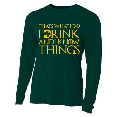 Thats What I Do I Drink and I Know Things St Patricks Day Clover Cooling Performance Long Sleeve Crew