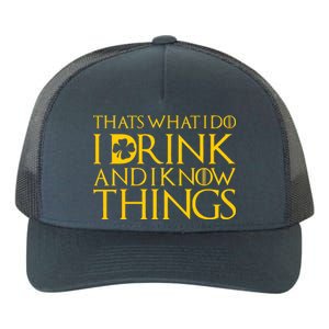 Thats What I Do I Drink and I Know Things St Patricks Day Clover Yupoong Adult 5-Panel Trucker Hat