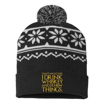 That's What I Do I Drink Whiskey And Know Things USA-Made Snowflake Beanie