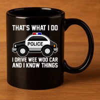 That's What I Do I Drive Wee Woo Car and I Know Things 11oz C Handle Ceramic Mug