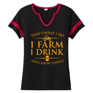 That's What I Do I Farm I Drink And I Know Things Ladies Halftime Notch Neck Tee