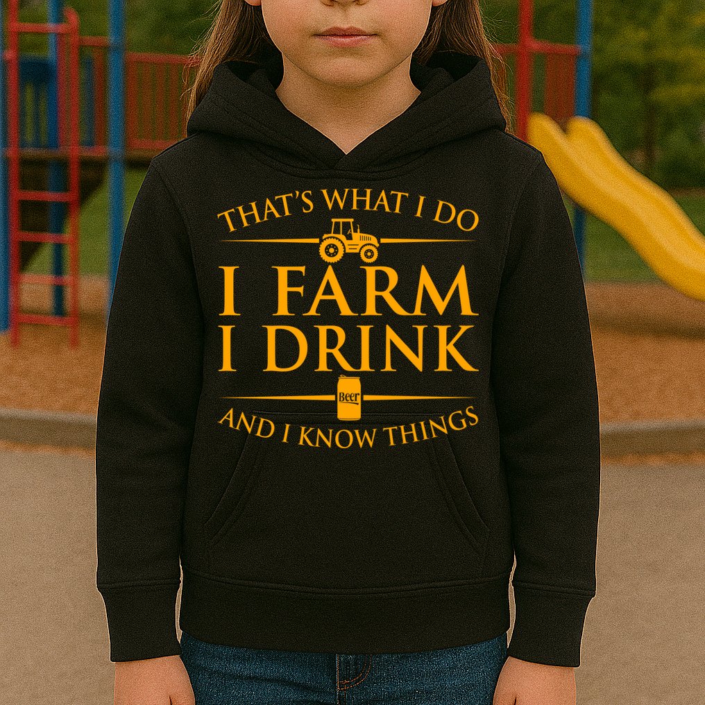 That's What I Do I Farm I Drink And I Know Things Kids Hoodie