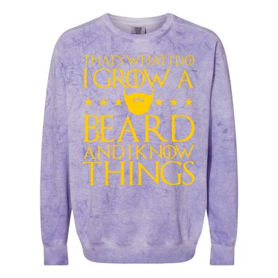 Thats What I Do I Grow A Beard and I Know Things Colorblast Crewneck Sweatshirt