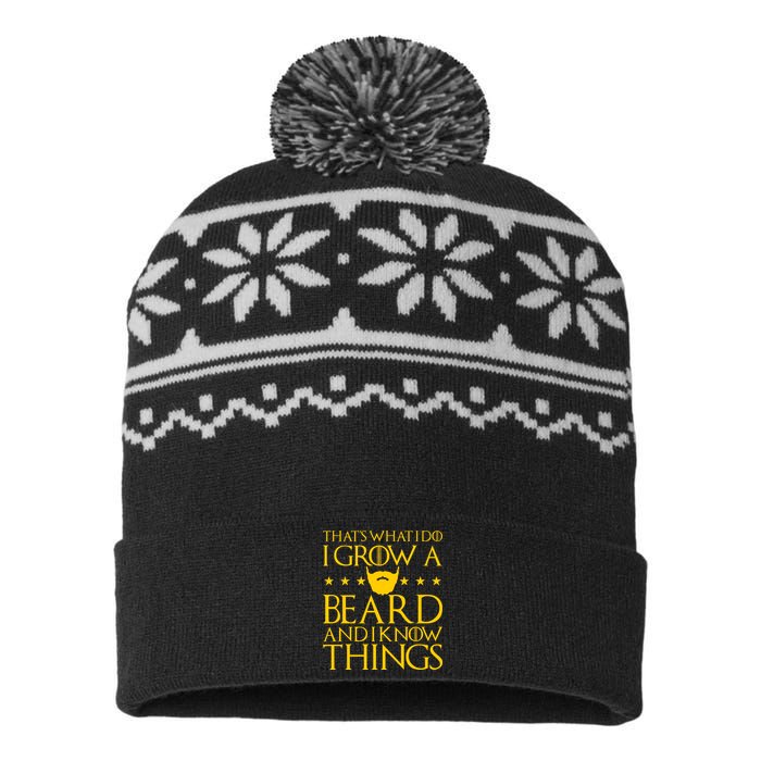 Thats What I Do I Grow A Beard and I Know Things USA-Made Snowflake Beanie