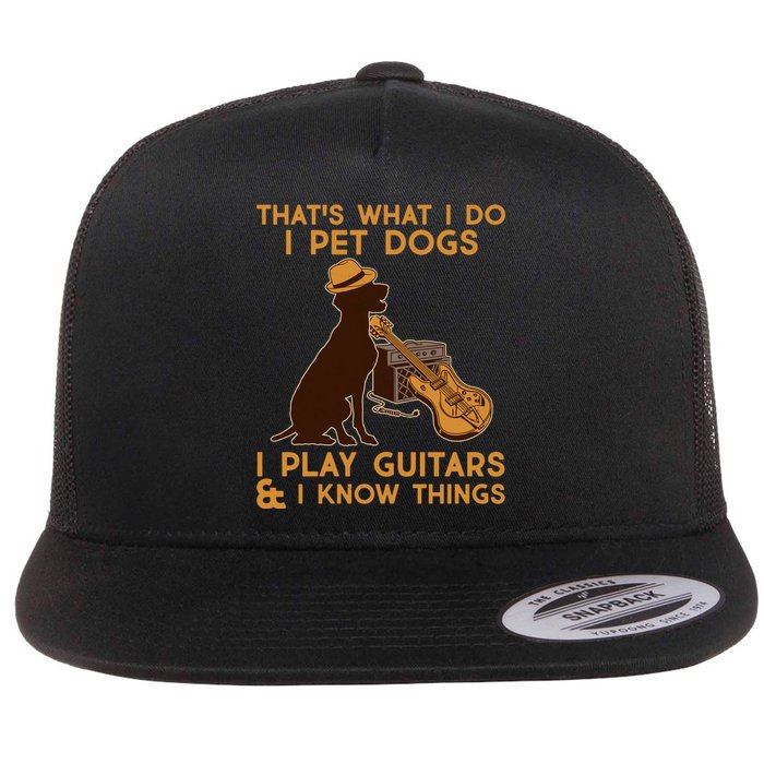 That's What I Do I Pet Dogs I Play Guitars and I Know Things Music  Flat Bill Trucker Hat