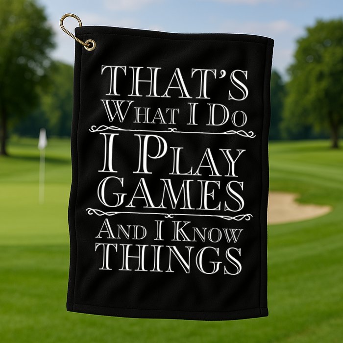 That's What I Do I Play Games And I Know Things Golf Towel
