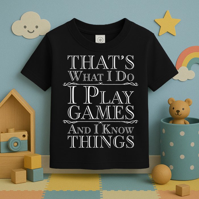 That's What I Do I Play Games And I Know Things Toddler T-Shirt