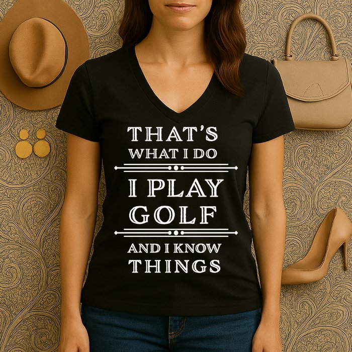 That's What I Do I Play Gold And I Know Things Women's V-Neck T-Shirt