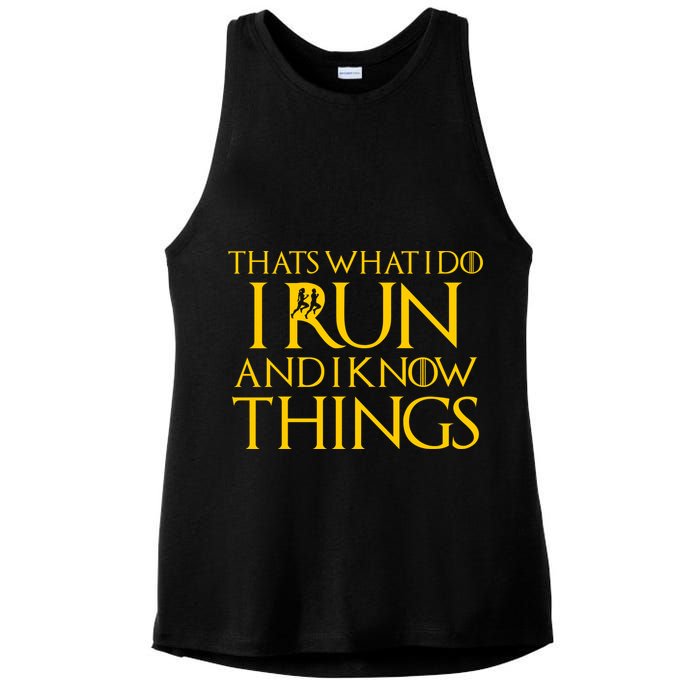 That's What I Do I Run and I Know Things Funny Running Ladies PosiCharge Tri-Blend Wicking Tank