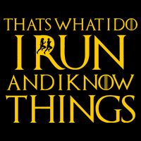 That's What I Do I Run and I Know Things Funny Running Drawstring Bag