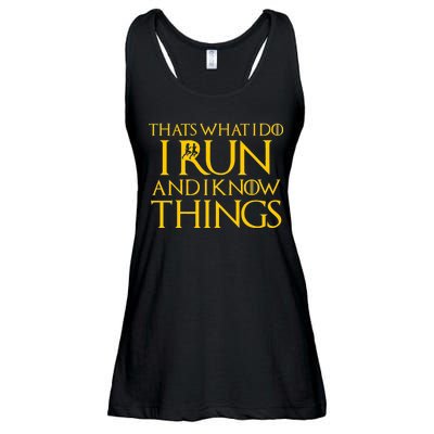 That's What I Do I Run and I Know Things Funny Running Ladies Essential Flowy Tank