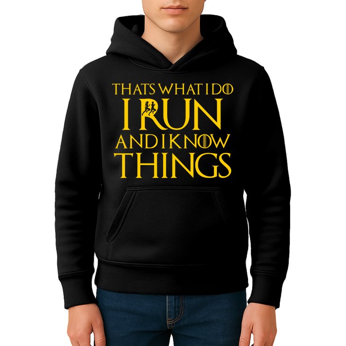 That's What I Do I Run and I Know Things Funny Running Kids Hoodie