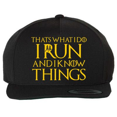 That's What I Do I Run and I Know Things Funny Running Wool Snapback Cap