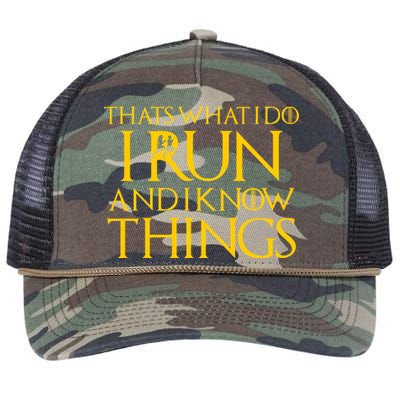 That's What I Do I Run and I Know Things Funny Running Retro Rope Trucker Hat Cap