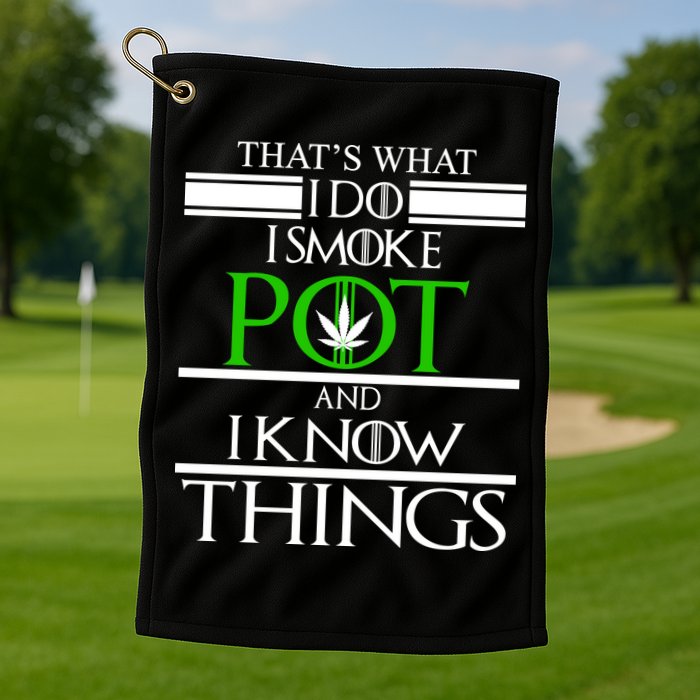 That's What I Do I Smoke Pot And Know Things Golf Towel