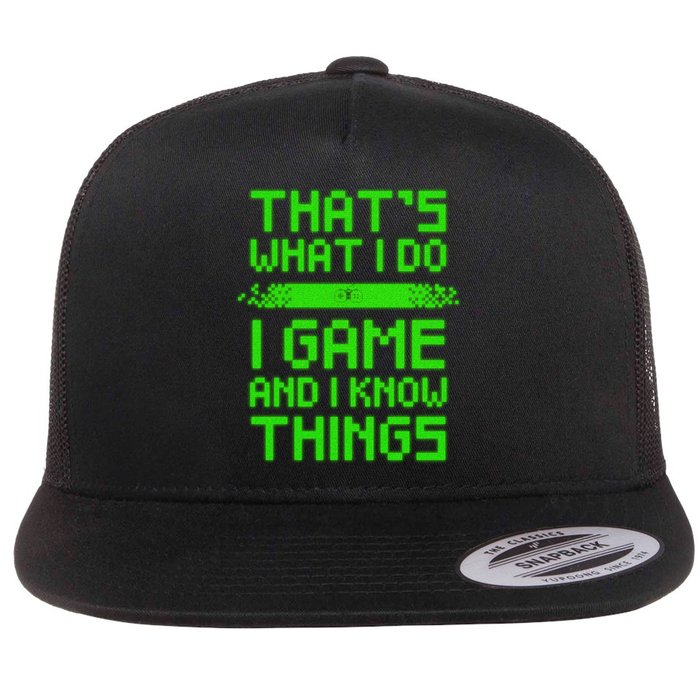That's What I Do Play Games And I Know Things Flatbill Hat
