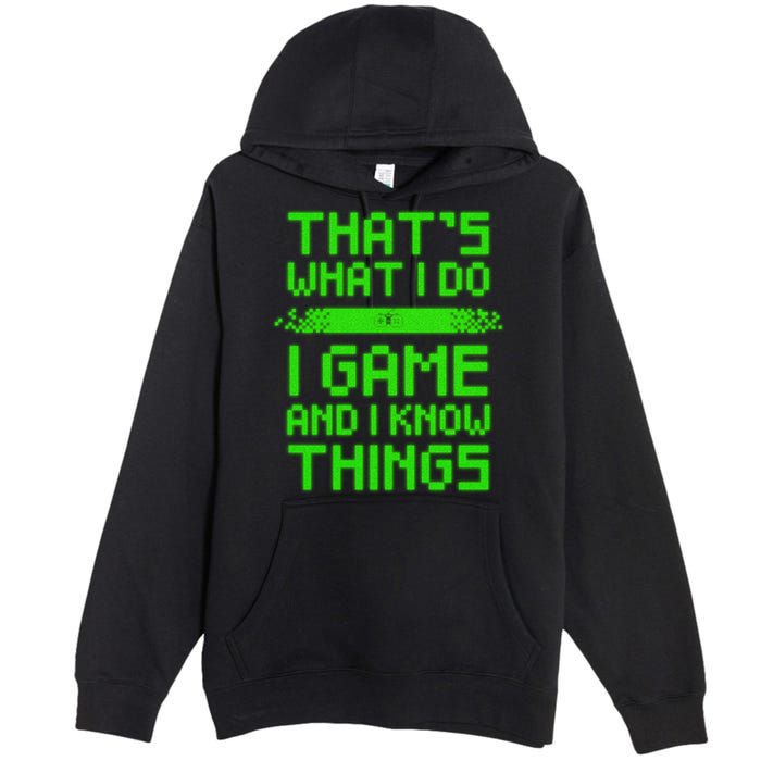 That's What I Do Play Games And I Know Things Premium Pullover Hoodie