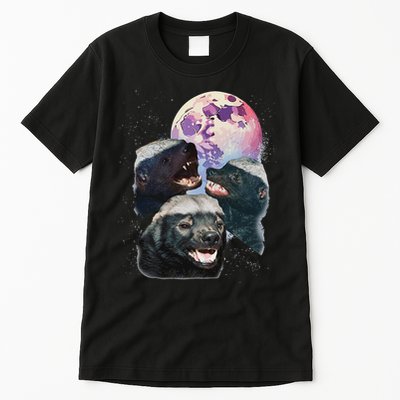 Three Honey Badgers Howling At The Moon, Funny Honey Badgers Tall T-Shirt