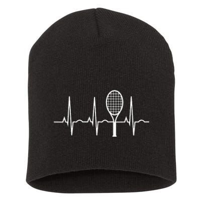 Tennis Heartbea Best Tennis Gift For Players Fans Short Acrylic Beanie