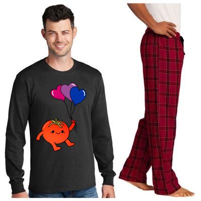 Tomato Heart Balloon Bisexual Pride Gift Long Sleeve Pajama Set