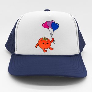 Tomato Heart Balloon Bisexual Pride Gift Trucker Hat