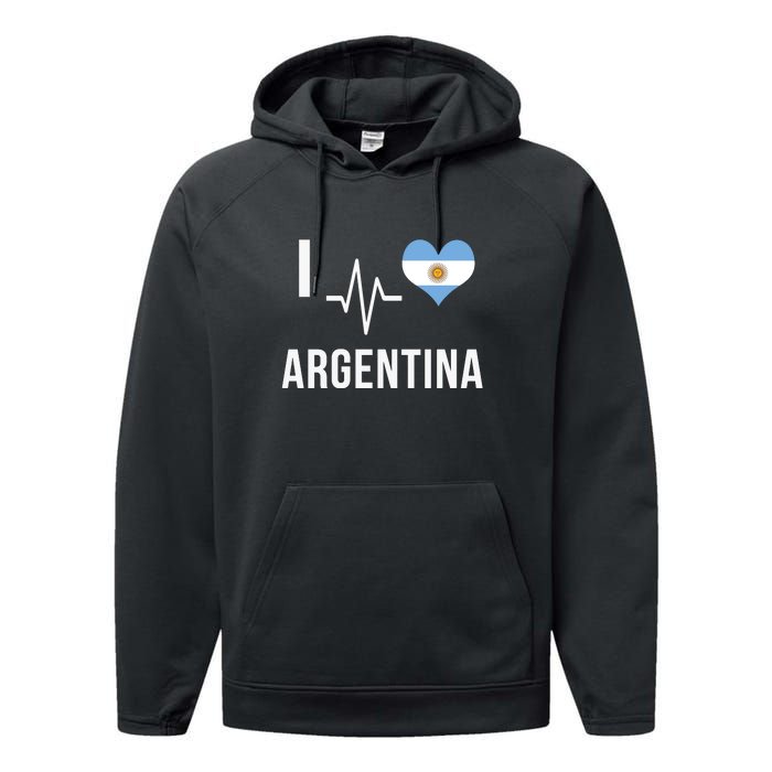 The Heart Beat Of Argentina | I Love Argentina Flag Argentina Performance Fleece Hoodie