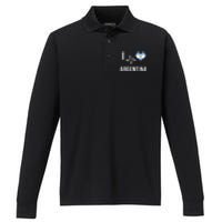 The Heart Beat Of Argentina | I Love Argentina Flag Argentina Performance Long Sleeve Polo