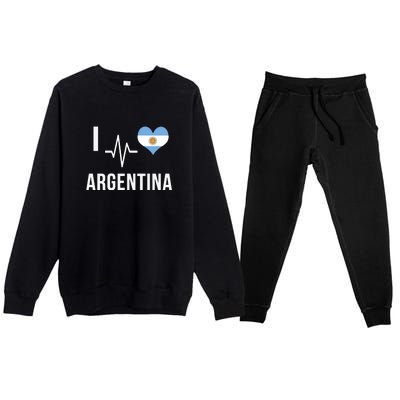 The Heart Beat Of Argentina | I Love Argentina Flag Argentina Premium Crewneck Sweatsuit Set