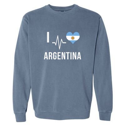 The Heart Beat Of Argentina | I Love Argentina Flag Argentina Garment-Dyed Sweatshirt