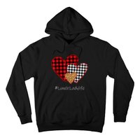 Three Hearts Buffalo Plaid Lunch Lady Valentine's Day Hoodie