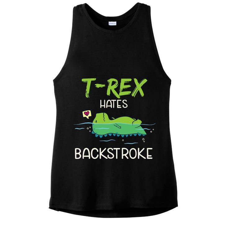 Trex Hates Backstroke Funny Swimming Dinosaur Gift Ladies PosiCharge Tri-Blend Wicking Tank