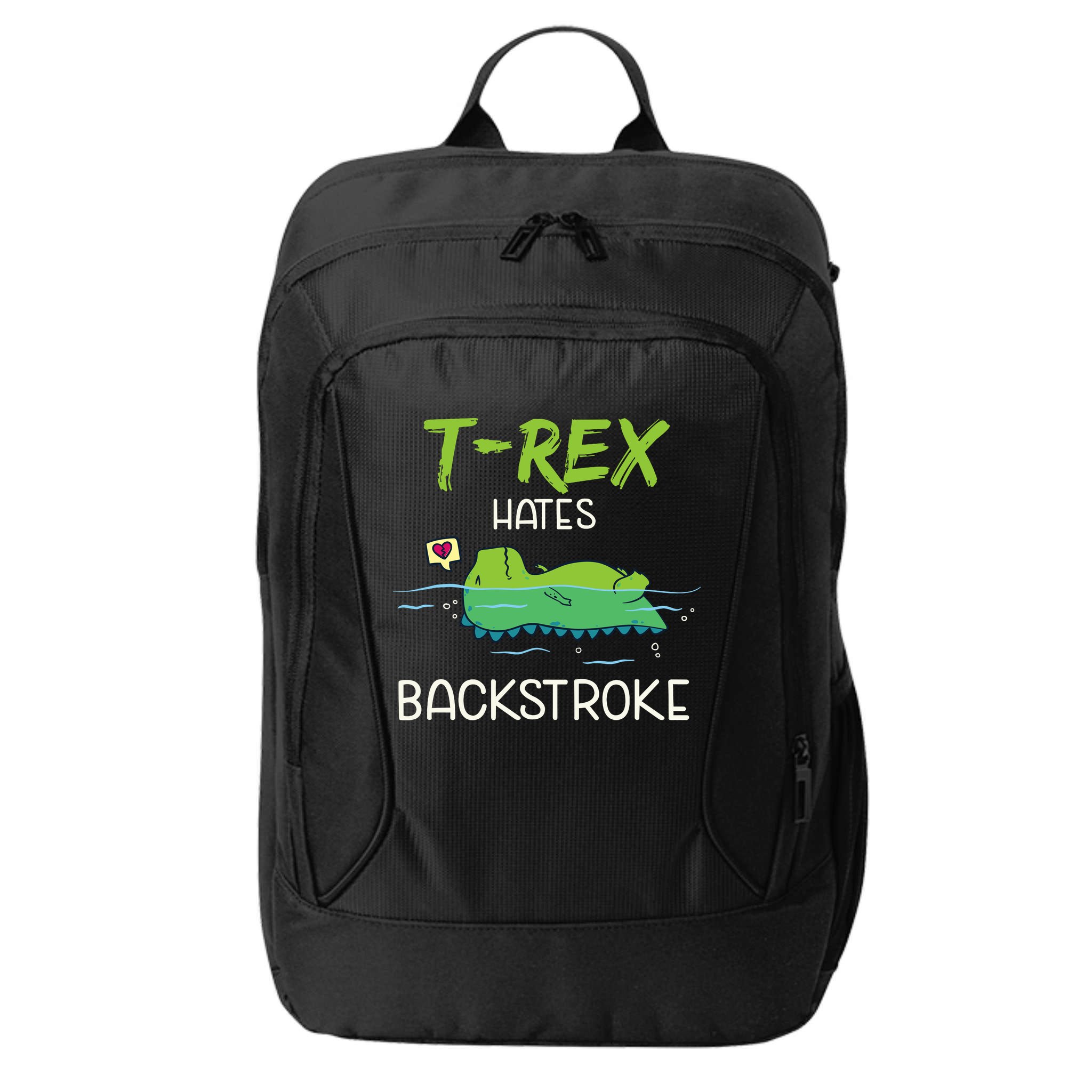 Trex Hates Backstroke Funny Swimming Dinosaur Gift City Backpack