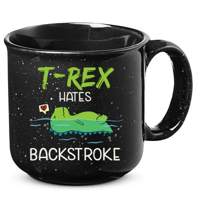 Trex Hates Backstroke Funny Swimming Dinosaur Gift 15oz Campfire Ceramic Mug