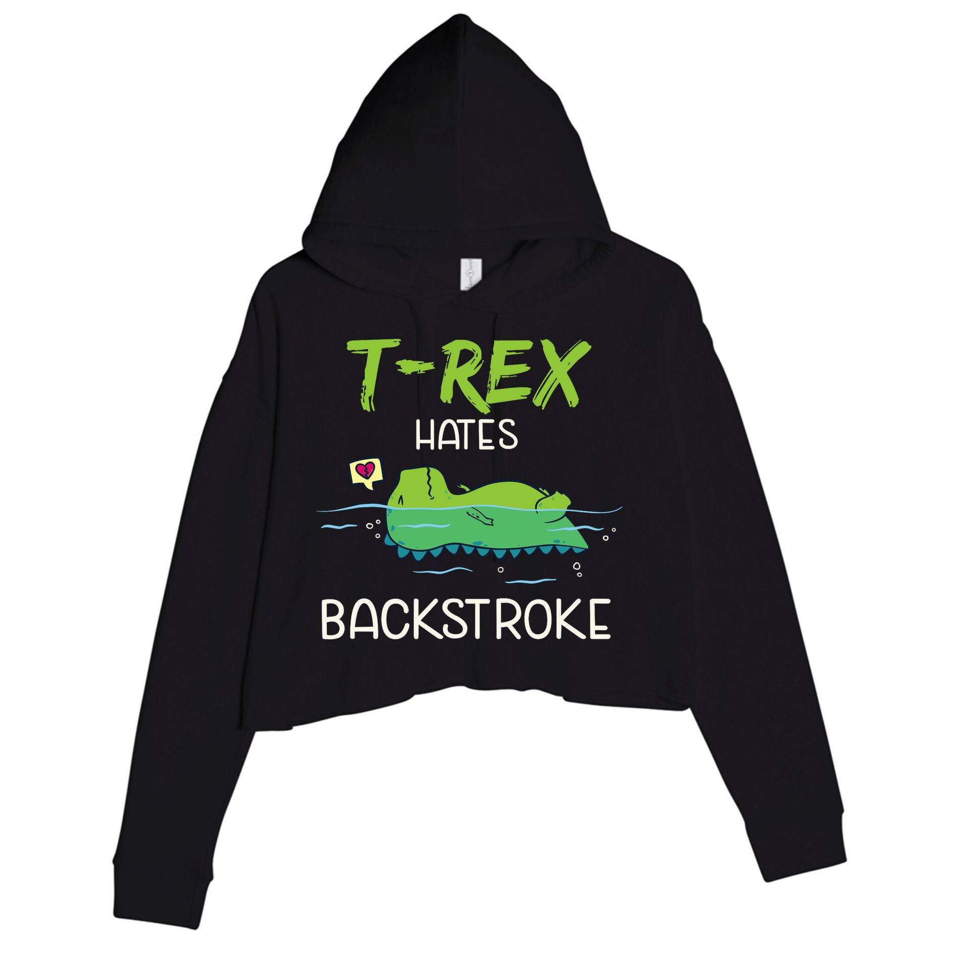Trex Hates Backstroke Funny Swimming Dinosaur Gift Crop Fleece Hoodie