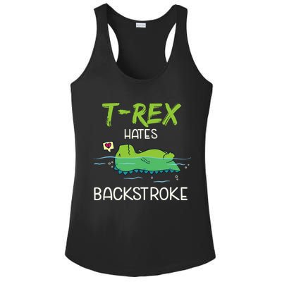 Trex Hates Backstroke Funny Swimming Dinosaur Gift Ladies PosiCharge Competitor Racerback Tank
