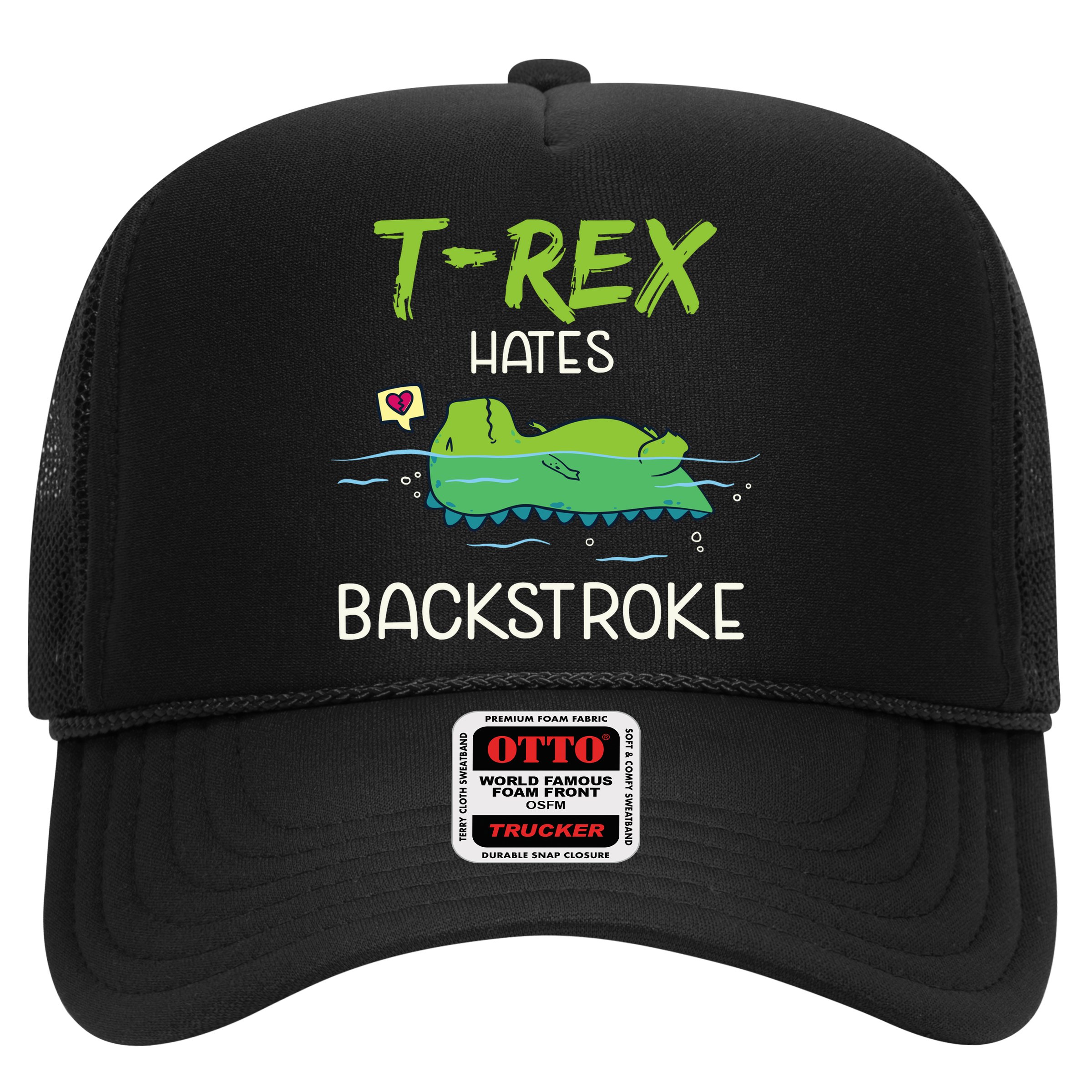 Trex Hates Backstroke Funny Swimming Dinosaur Gift Hat