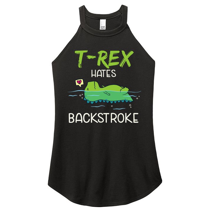 Trex Hates Backstroke Funny Swimming Dinosaur Gift Women's Perfect Tri Rocker Tank