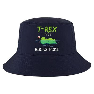Trex Hates Backstroke Funny Swimming Dinosaur Gift Cool Comfort Performance Bucket Hat