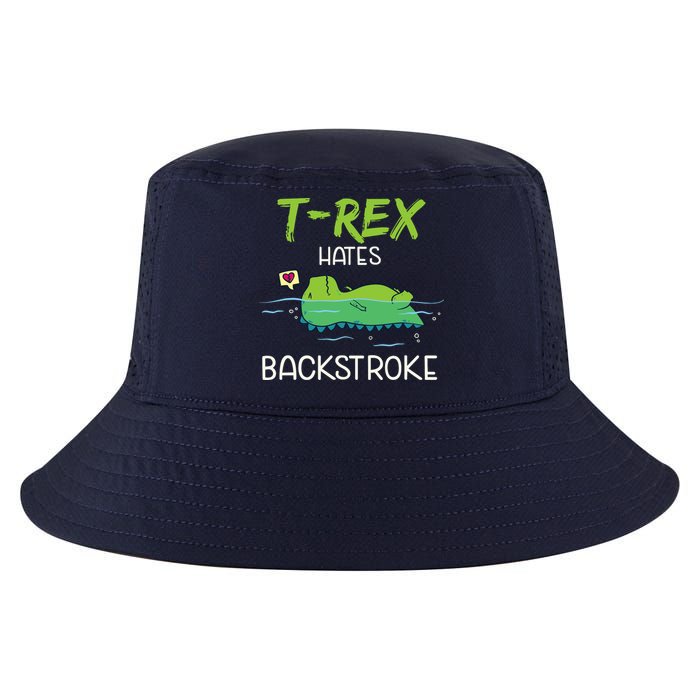 Trex Hates Backstroke Funny Swimming Dinosaur Gift Cool Comfort Performance Bucket Hat