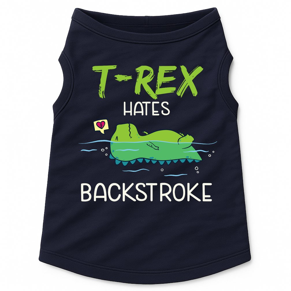 Trex Hates Backstroke Funny Swimming Dinosaur Gift Doggie Tank