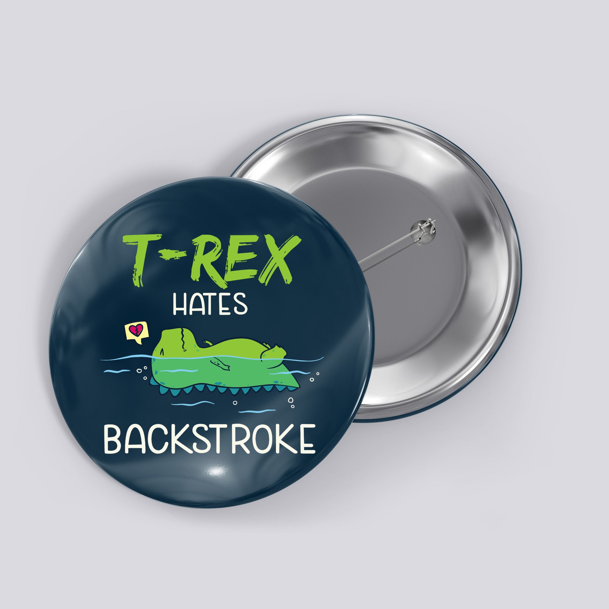 Trex Hates Backstroke Funny Swimming Dinosaur Gift Button