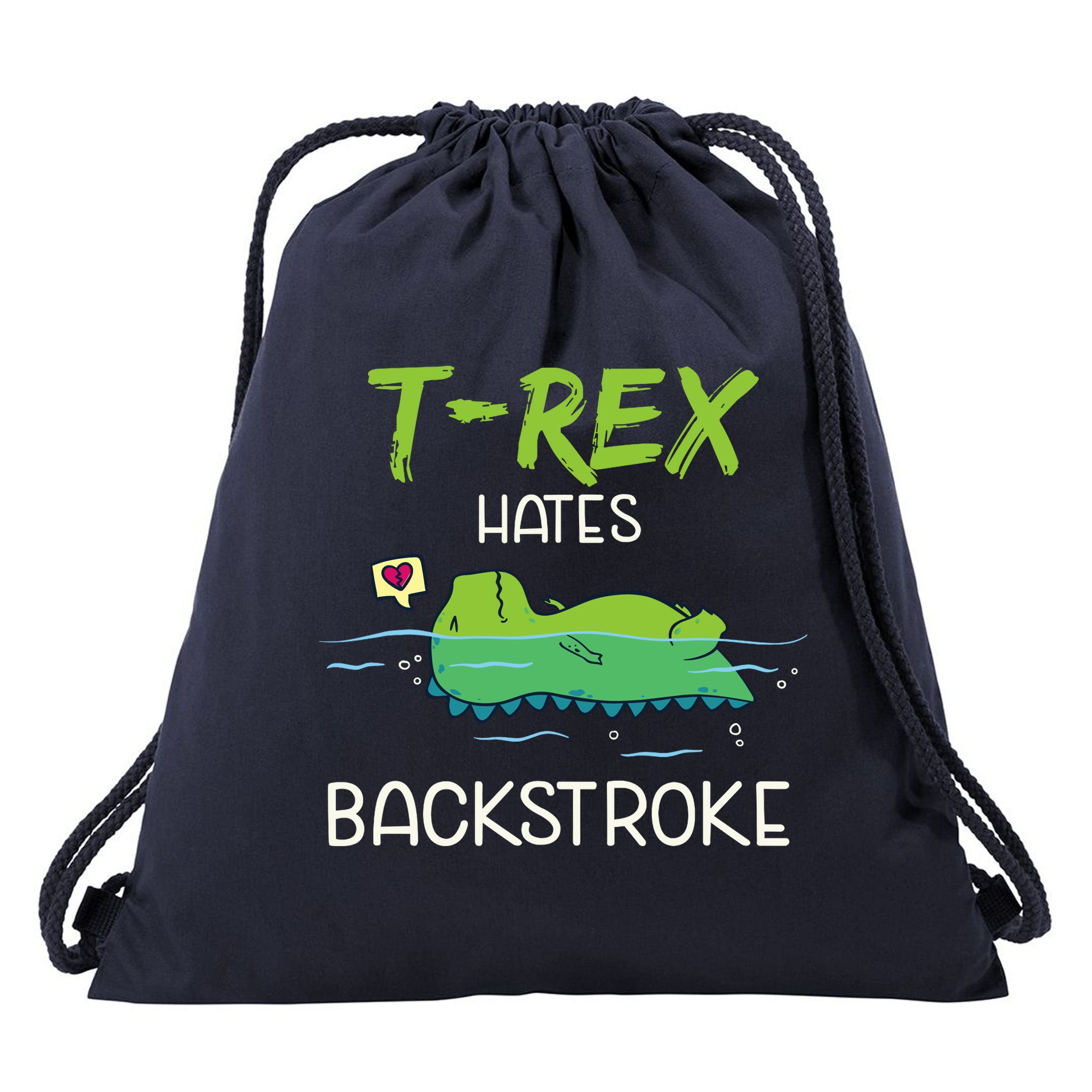 Trex Hates Backstroke Funny Swimming Dinosaur Gift Drawstring Bag