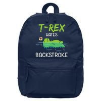 Trex Hates Backstroke Funny Swimming Dinosaur Gift 16 in Basic Backpack