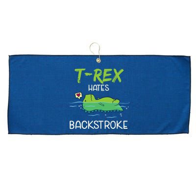 Trex Hates Backstroke Funny Swimming Dinosaur Gift Large Microfiber Waffle Golf Towel