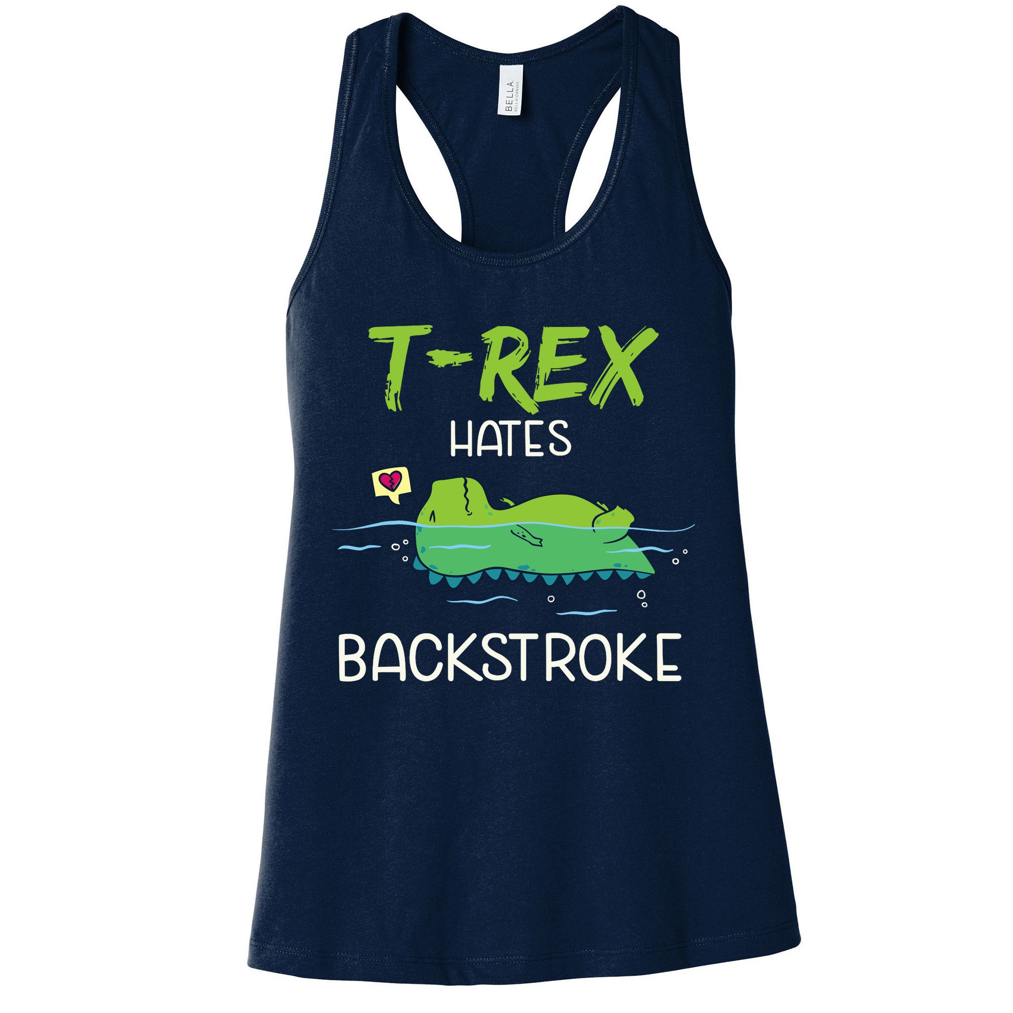 Trex Hates Backstroke Funny Swimming Dinosaur Gift Womens Tank Top