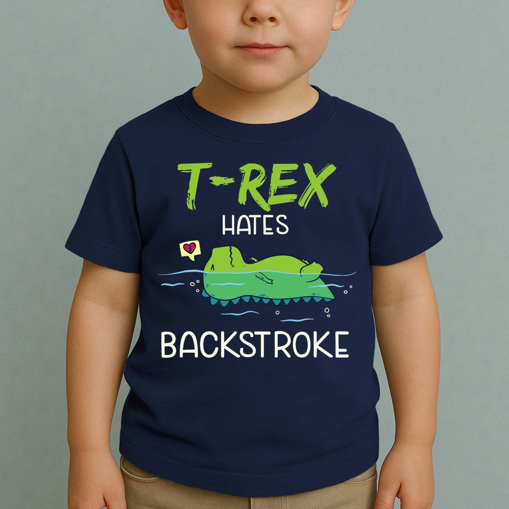 Trex Hates Backstroke Funny Swimming Dinosaur Gift Toddler T-Shirt