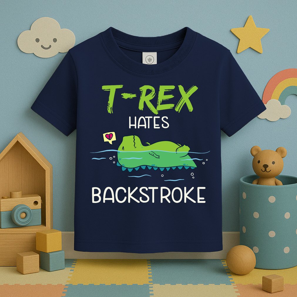 Trex Hates Backstroke Funny Swimming Dinosaur Gift Toddler T-Shirt