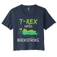 Trex Hates Backstroke Funny Swimming Dinosaur Gift Women's Crop Top Tee