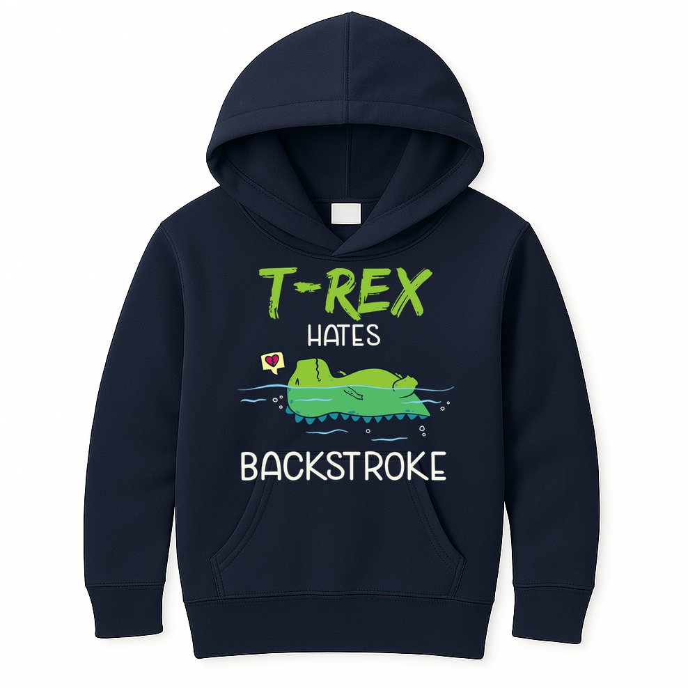 Trex Hates Backstroke Funny Swimming Dinosaur Gift Kids Hoodie