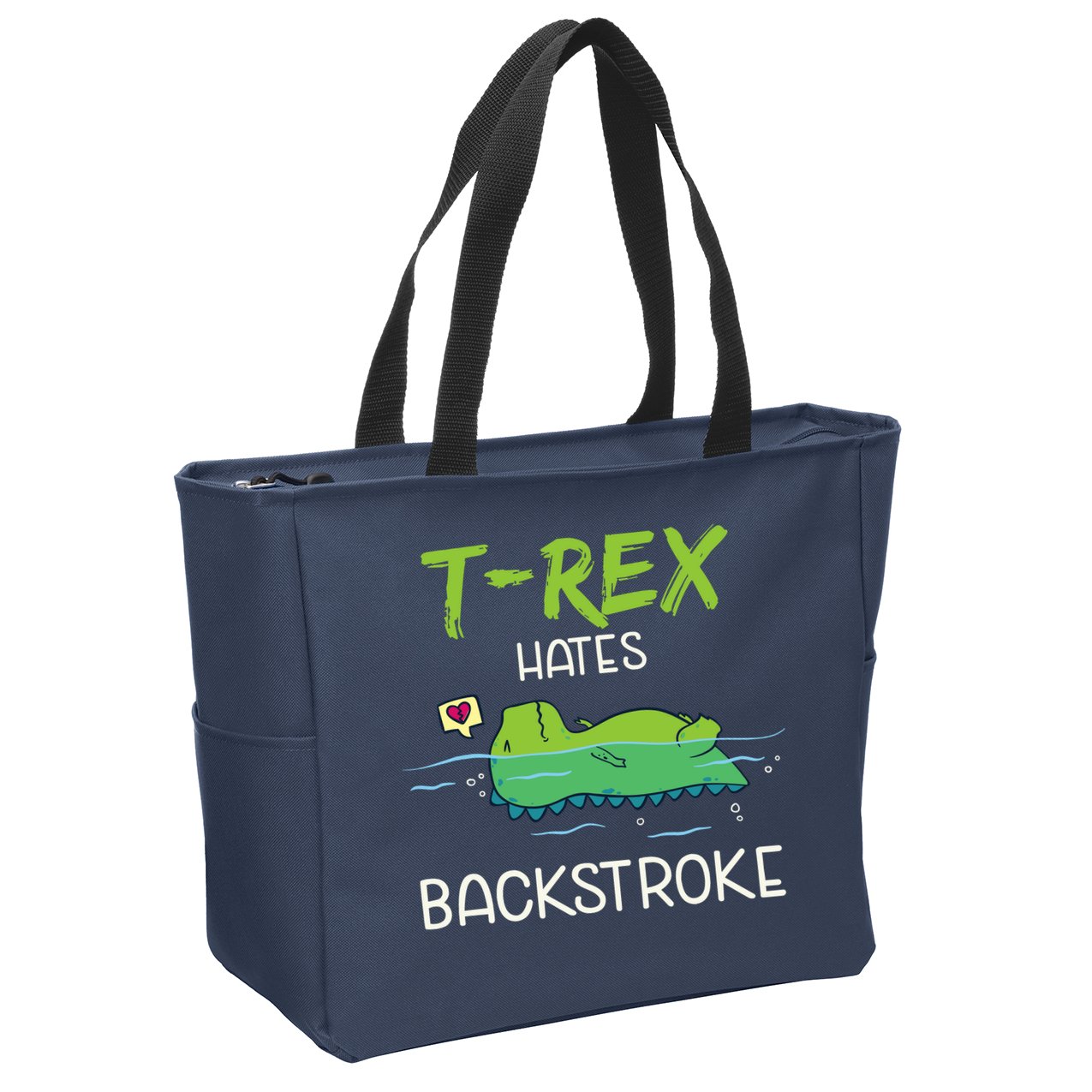 Trex Hates Backstroke Funny Swimming Dinosaur Gift Zip Tote Bag